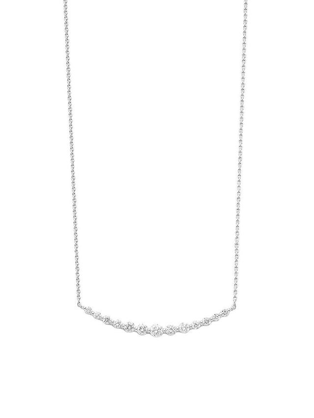 Womens 14K White Gold & 0.31 TCW Diamond Bar Necklace Product Image