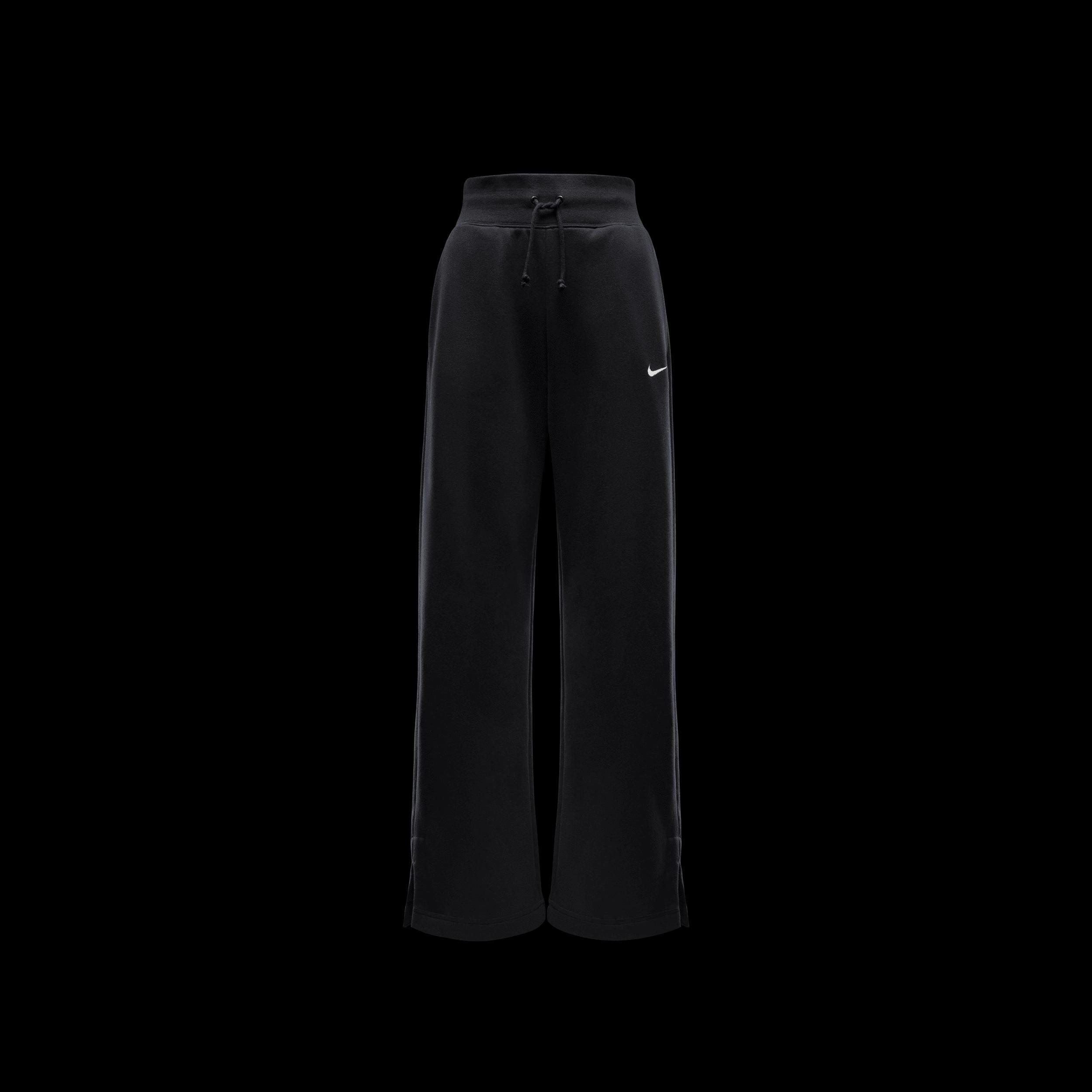 Nike Womens Nike Phoenix High Rise Wide Pants - Womens Black/White Product Image