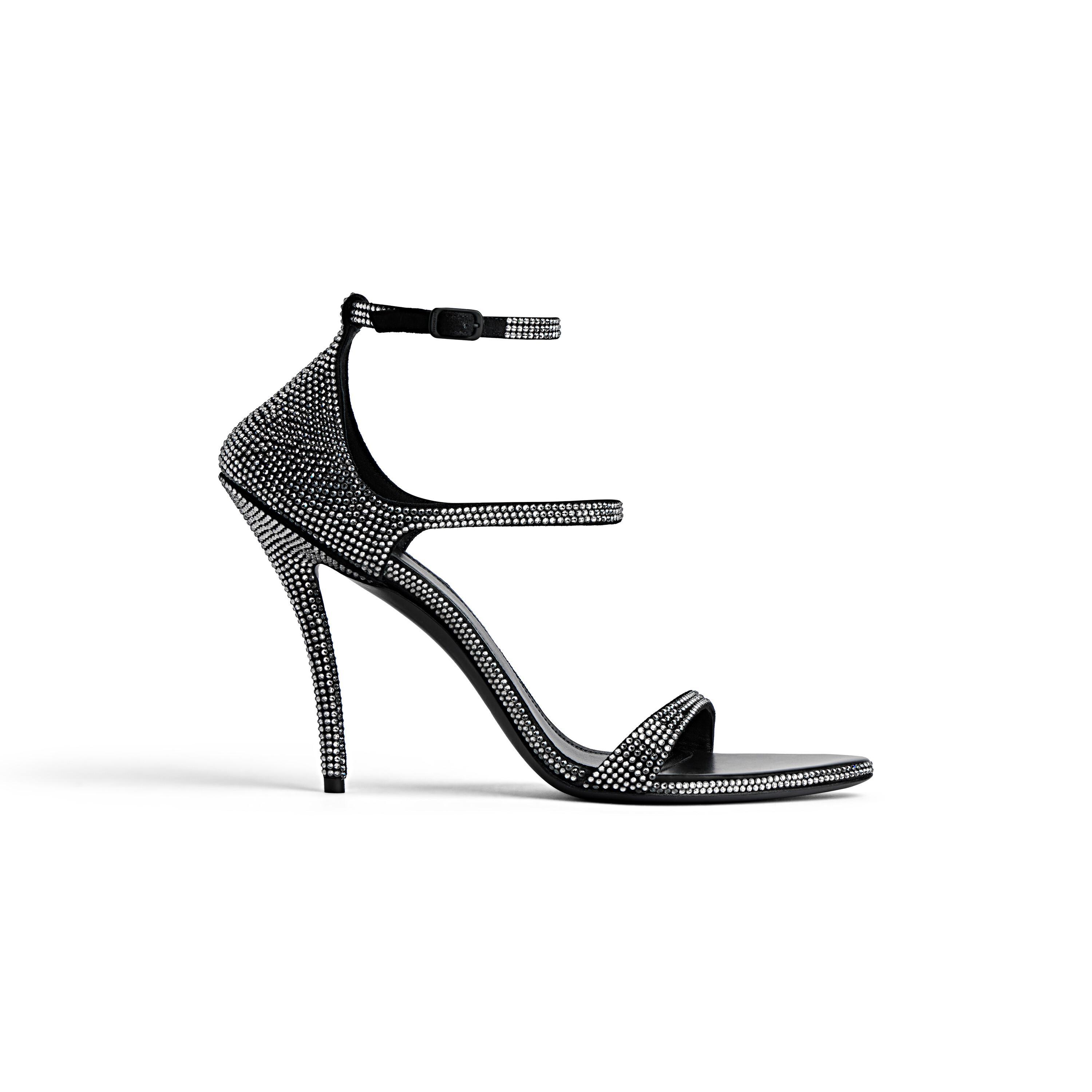 Women's Honey 110mm Sandal With Rhinestones  in Black/grey Product Image