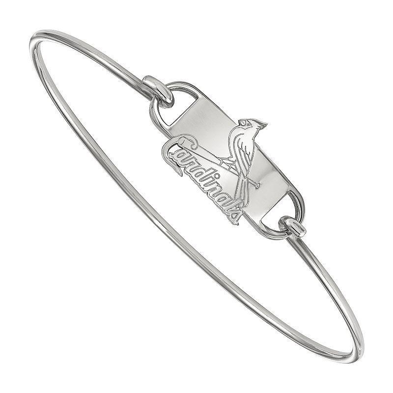 LogoArt Sterling Silver St. Louis Cardinals Small Center Wire Bangle, Womens Product Image