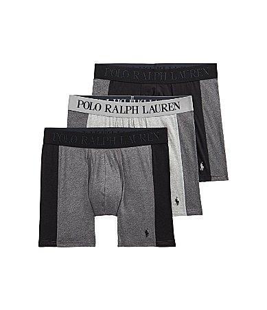 Polo Ralph Lauren 4-D Flex Max Flex Boxer Brief w/ Rib Side Panel 3 Pack (Charcoal Heather/Andover Heather/Polo ) Men's Underwear Product Image