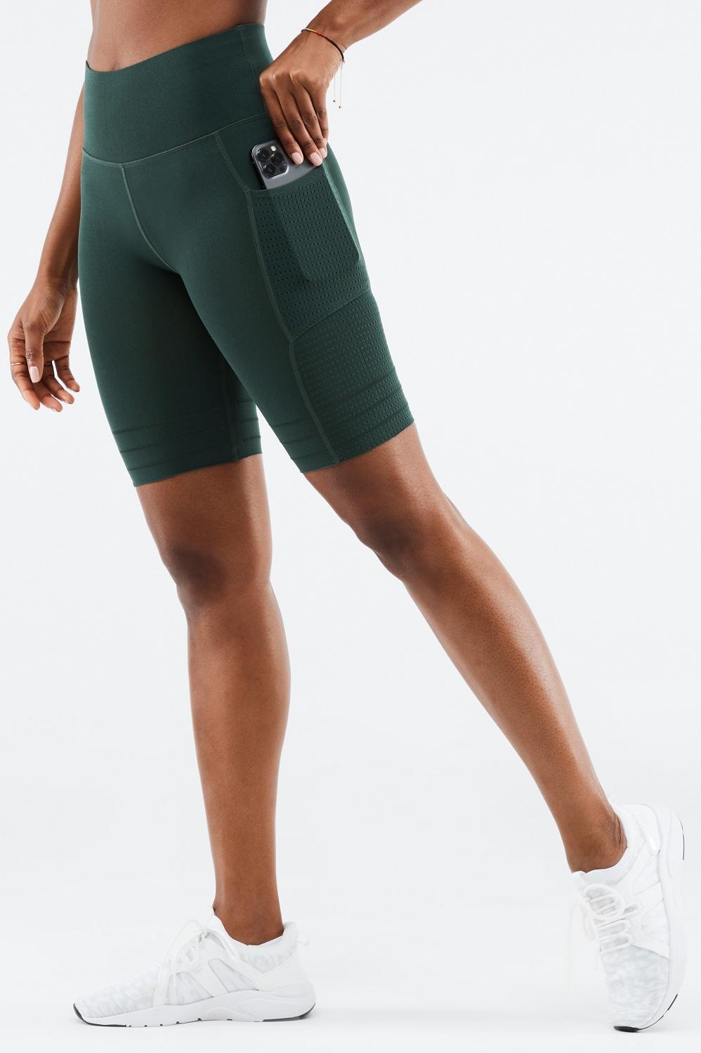 Fabletics High-Waisted SculptKnit Pocket Short Womens green Size XS Product Image