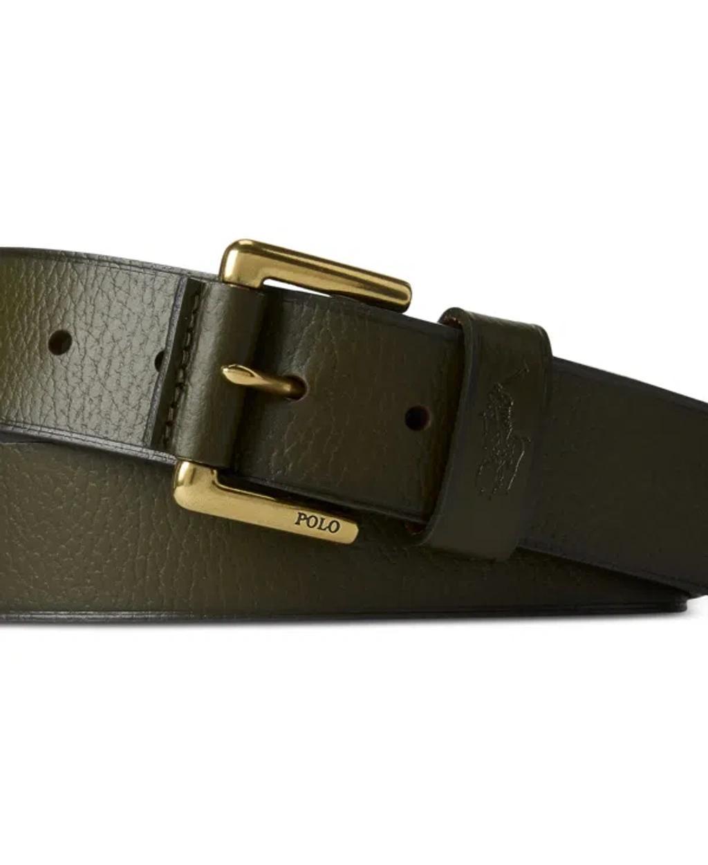 Men's Signature Pony Leather Belt In Green Product Image