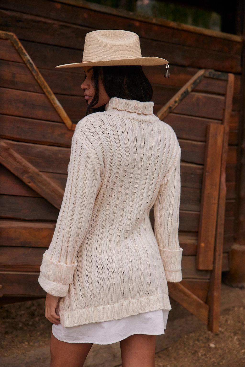 Allison White Long Sleeve Knit Mini Dress Product Image