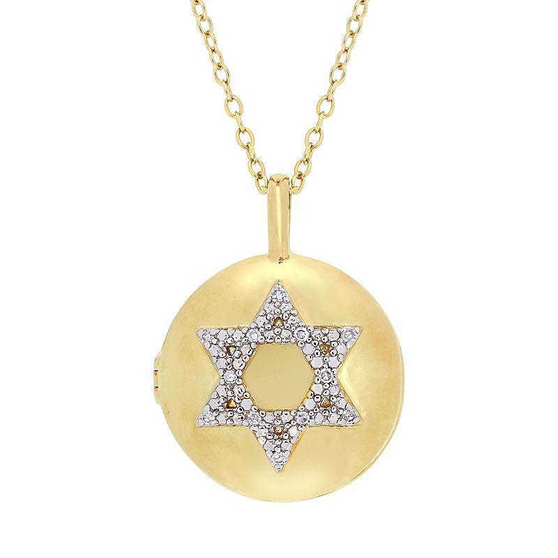 Stella Grace Sterling Silver Diamond Accent Star of David Locket Necklace, Womens 18k Yellow Gold Plated Product Image