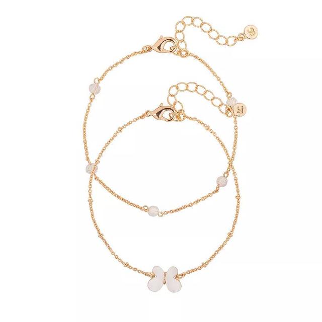 LC Lauren Conrad Gold Tone Delicate Butterfly Bracelet Duo Set, Womens, White Product Image