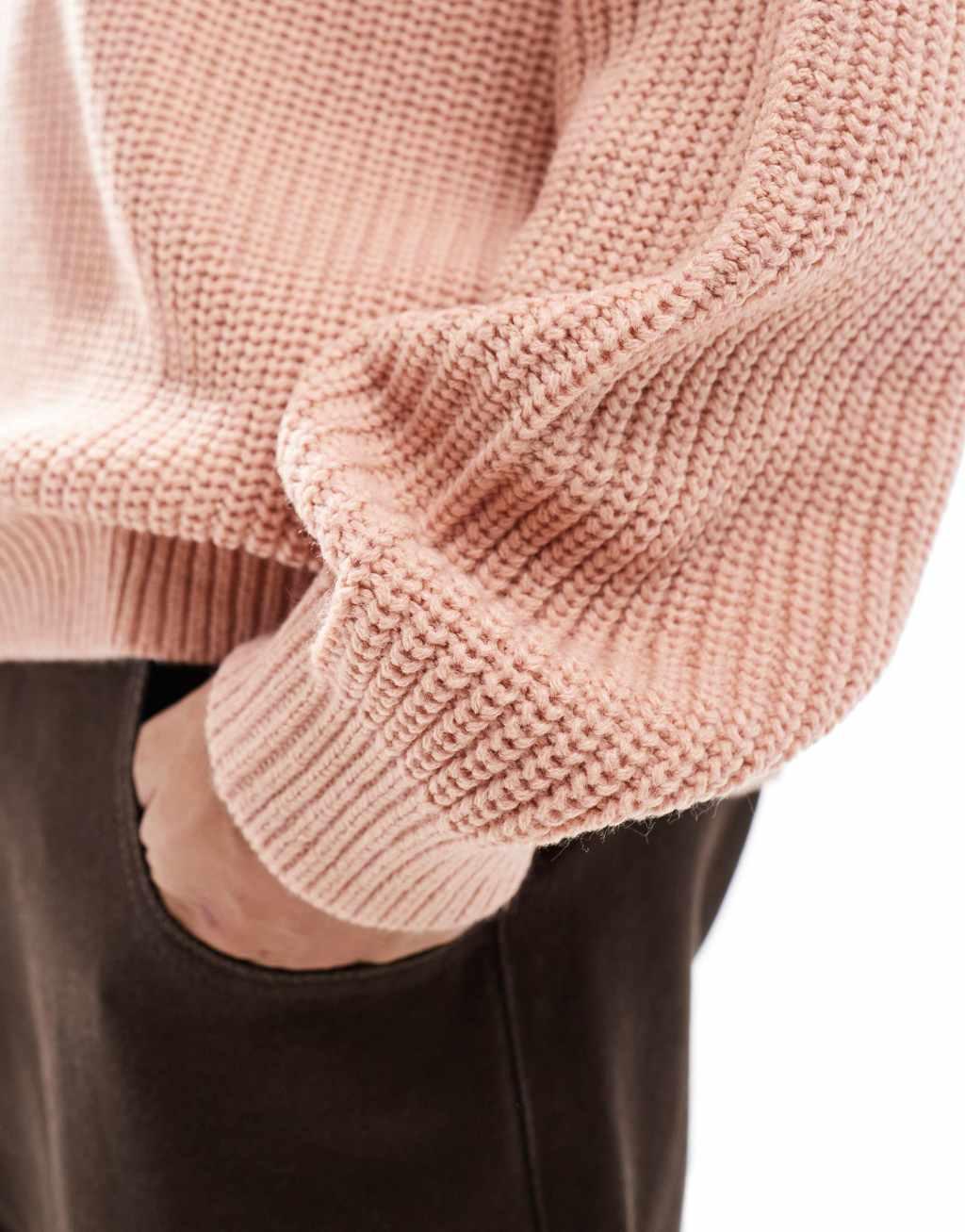 ASOS DESIGN knit oversized rib sweater in light pink Product Image