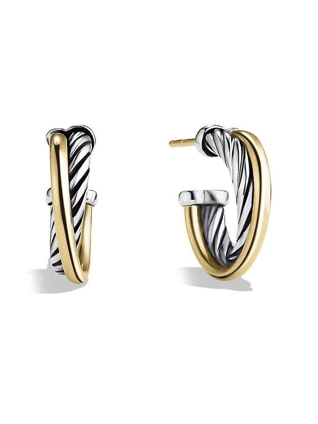 Womens Crossover Extra-Small Hoop Earrings with Gold Product Image