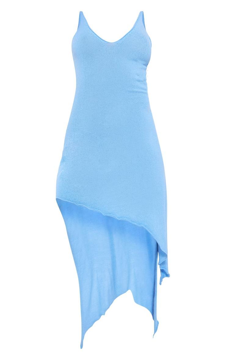 Blue Ruffled Asymmetric Hem Hem Floaty Maxi Dress Product Image