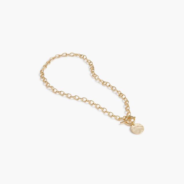 Gold coin pendant T-bar necklace Product Image