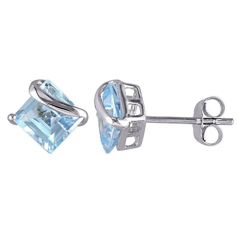 Stella Grace 10k White Gold & Blue Topaz Square-Shaped Stud Earrings, Womens, 10k Whgold Product Image