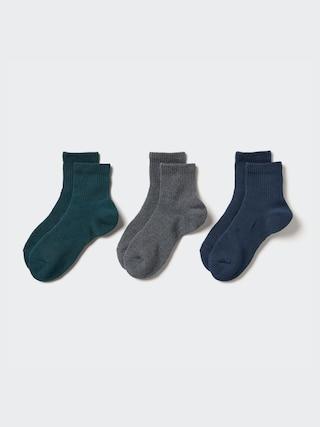 Womens Ribbed Pile Socks (3 Pairs) Dark Green US W 7.5-10 UNIQLO US Product Image