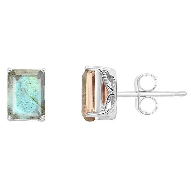 Alyson Layne Sterling Silver Emerald Cut Labradorite Stud Earrings, Womens Product Image