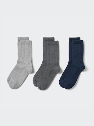 Womens Ribbed Socks (3 Pairs) Gray US W 7.5-10 UNIQLO US Product Image