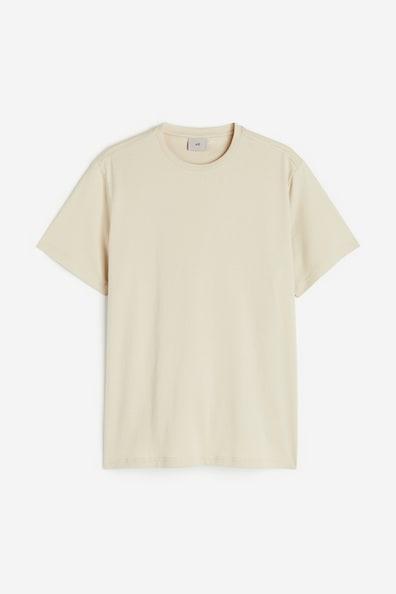 H & M - Regular Fit Pima Cotton T-shirt - Beige Product Image