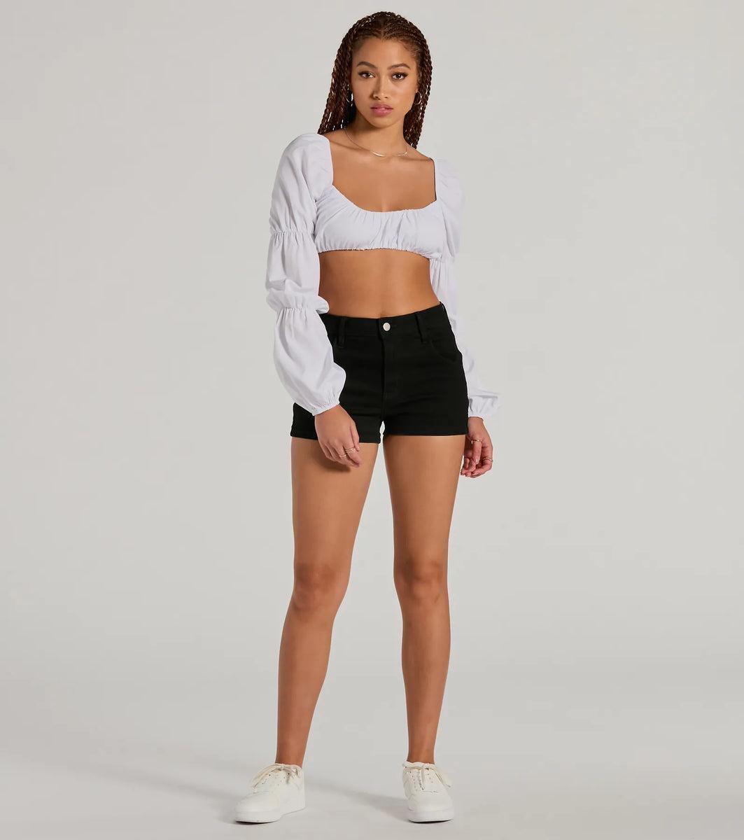 Official Cutie Tie Back Long Sleeve Crop Top Product Image