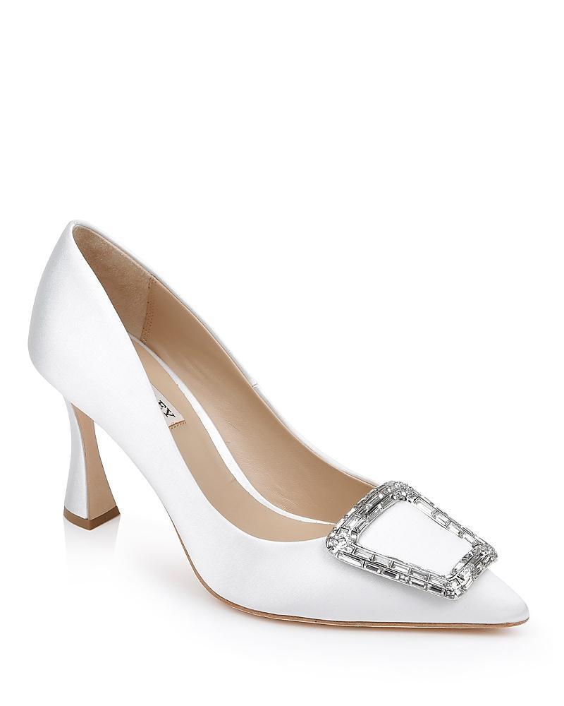 Badgley Mischka Womens Aubree Pointed Toe Rhinestone Embellished Mid Heel Pumps Product Image