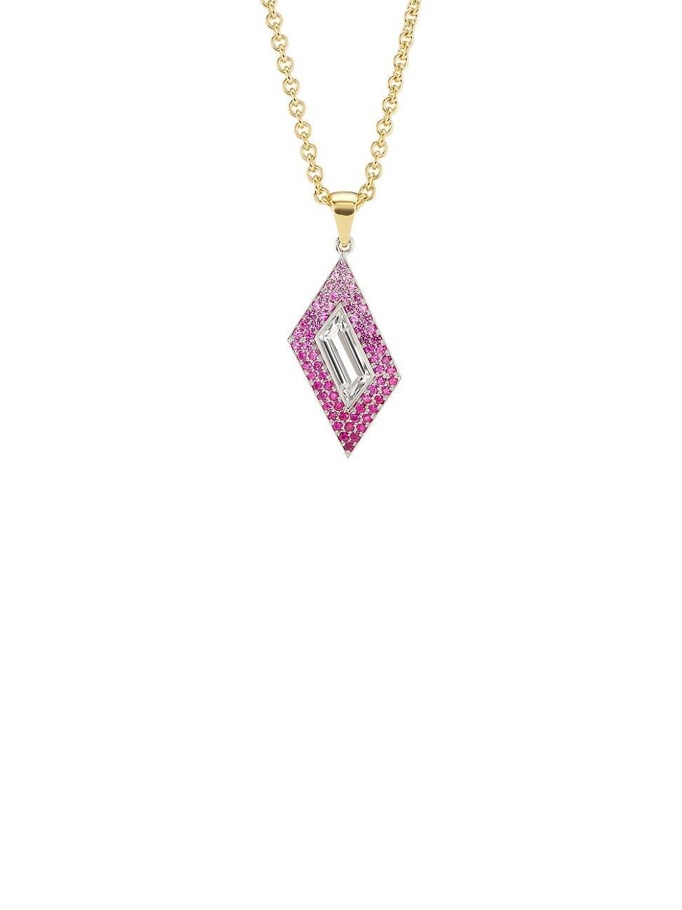 Womens Signature 18K Yellow Gold, Topaz & Pink Sapphire Rhomboid Necklace Product Image