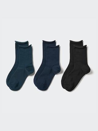 Womens Roll Top Socks (3 Pairs) Dark Green US W 7.5-10 UNIQLO US Product Image