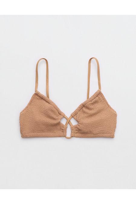 Aerie Shimmery Crinkle Lace Up Scoop Bikini Top Women's Product Image