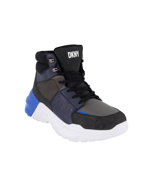 Dkny Mens Mixed Media Two Tone Lightweight Sole Hi Top Sneakers Product Image