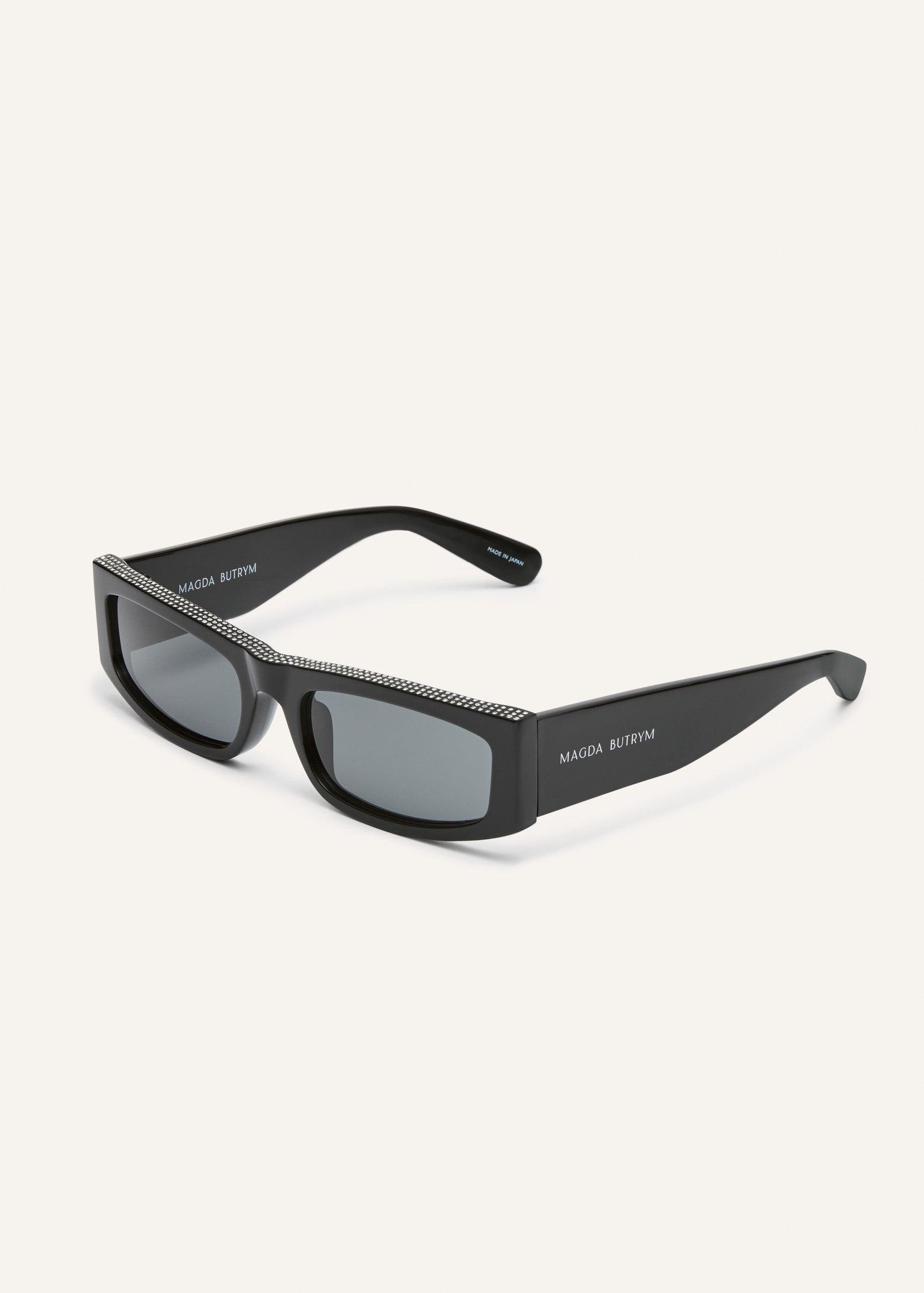 Rectangular sunglasses in black crystals Product Image