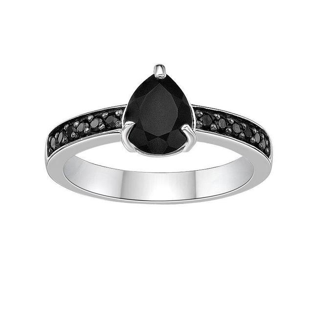 Gemminded Sterling Silver Onyx & Spinel Ring, Womens Product Image