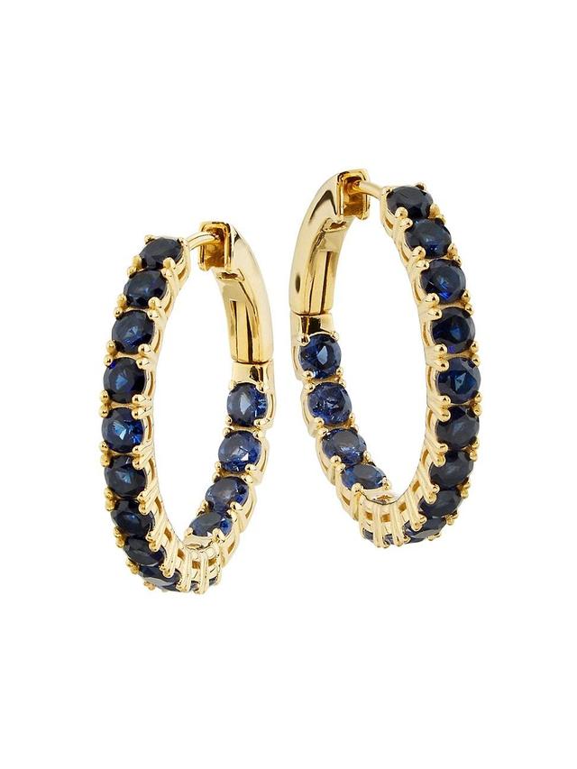 Womens Perfect Tennis Color 18K-Gold-Plated Sterling Silver & Crystal Hoop Earrings Product Image