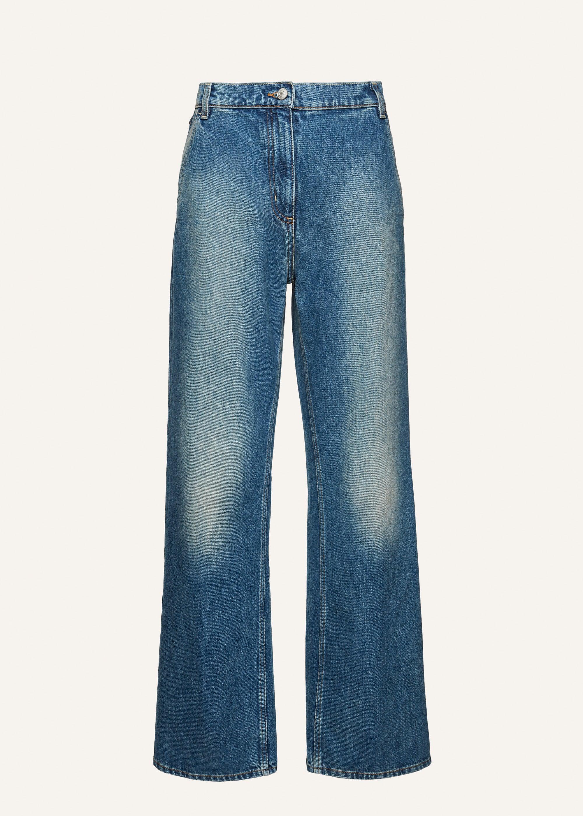 Loose-leg denim pants in washed blue Product Image