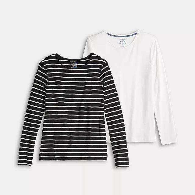 Womens Croft & Barrow Long Sleeve 2-Pack Crewneck Tees Product Image