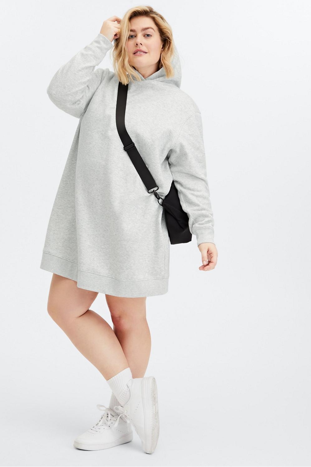 Fabletics April Hooded Dress Womens Light Grey Heather plus Size 4X Product Image