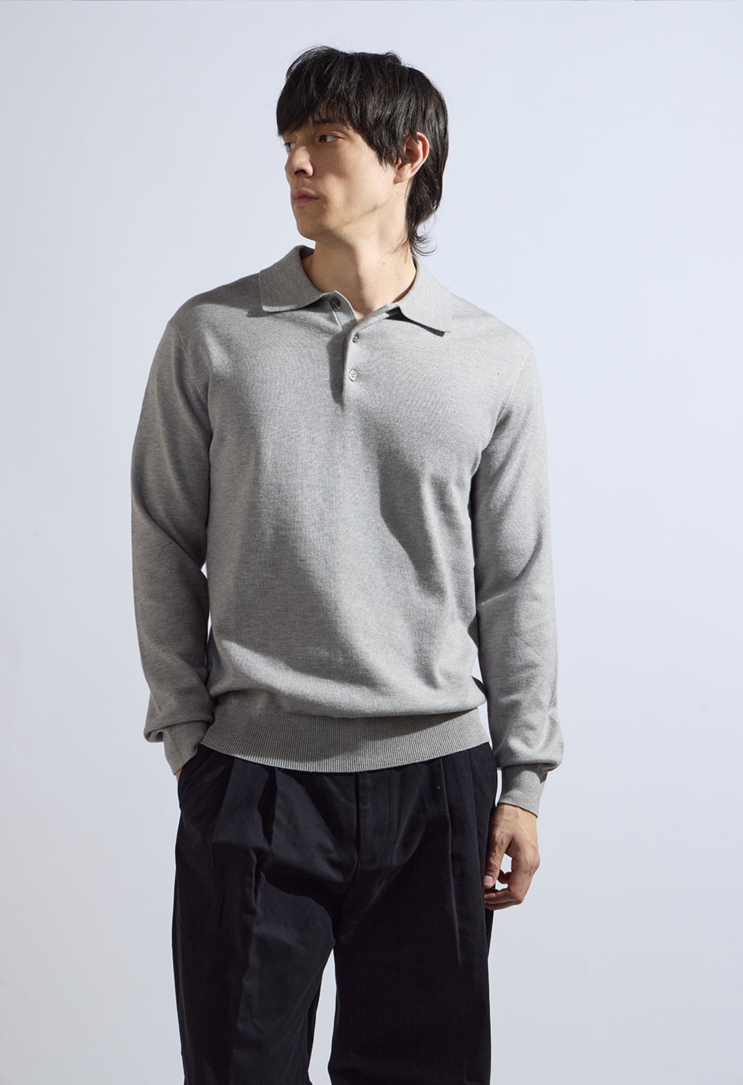 Theo Knit Polo in Grey Male Product Image