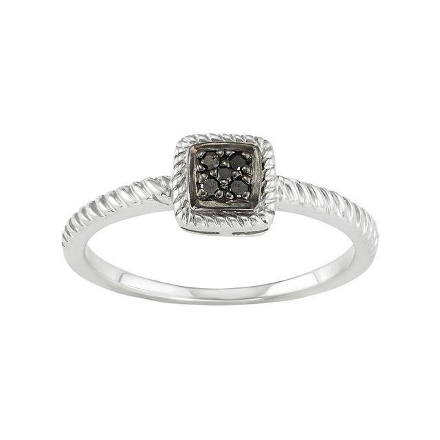 Sterling Silver Black Diamond Accent Twist Halo Ring, Womens Product Image