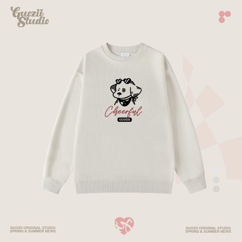 Crew Neck Dog Print Sweatshirt Product Image