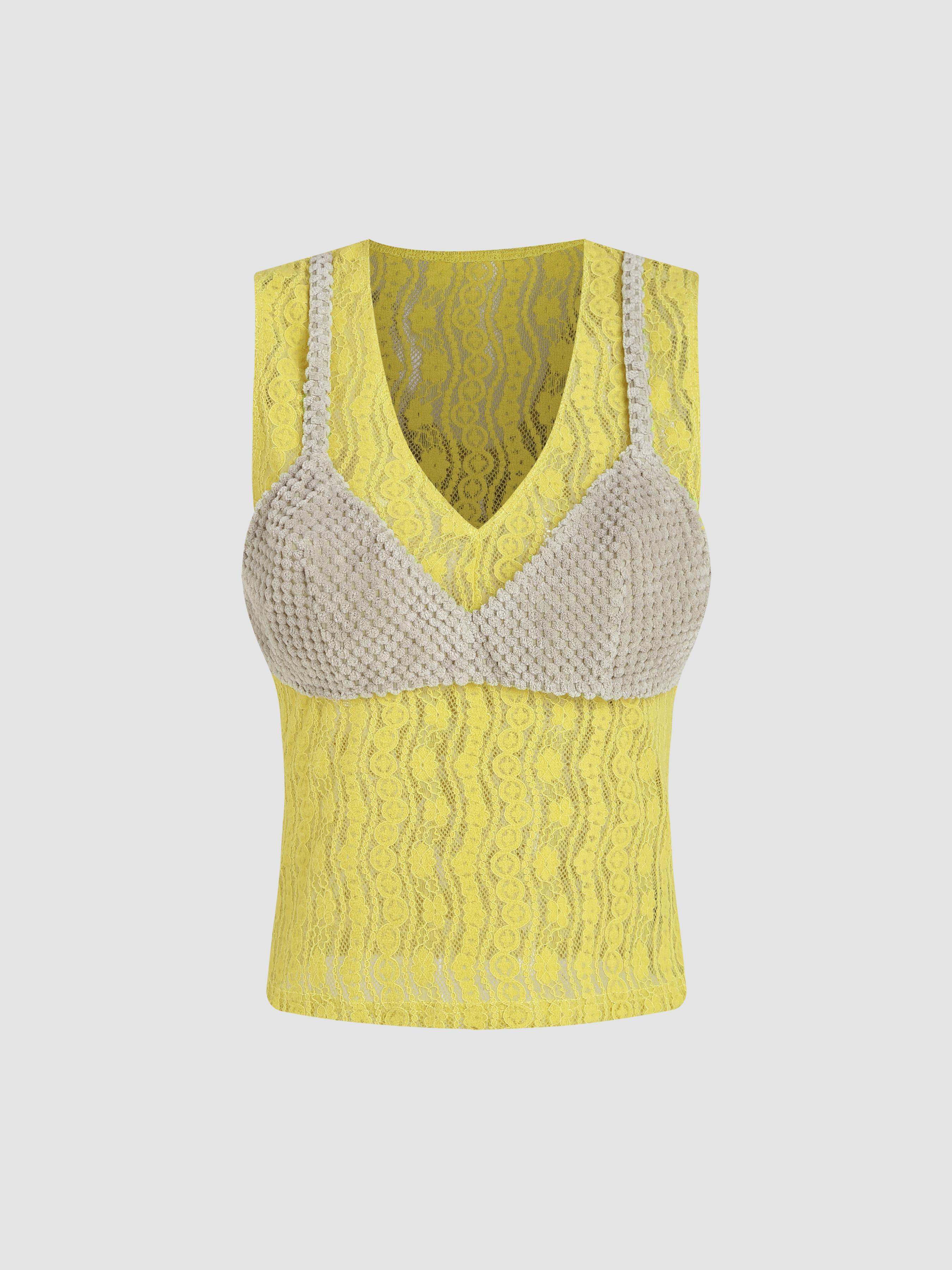 Two Tone Lace Sleeveless Top Product Image