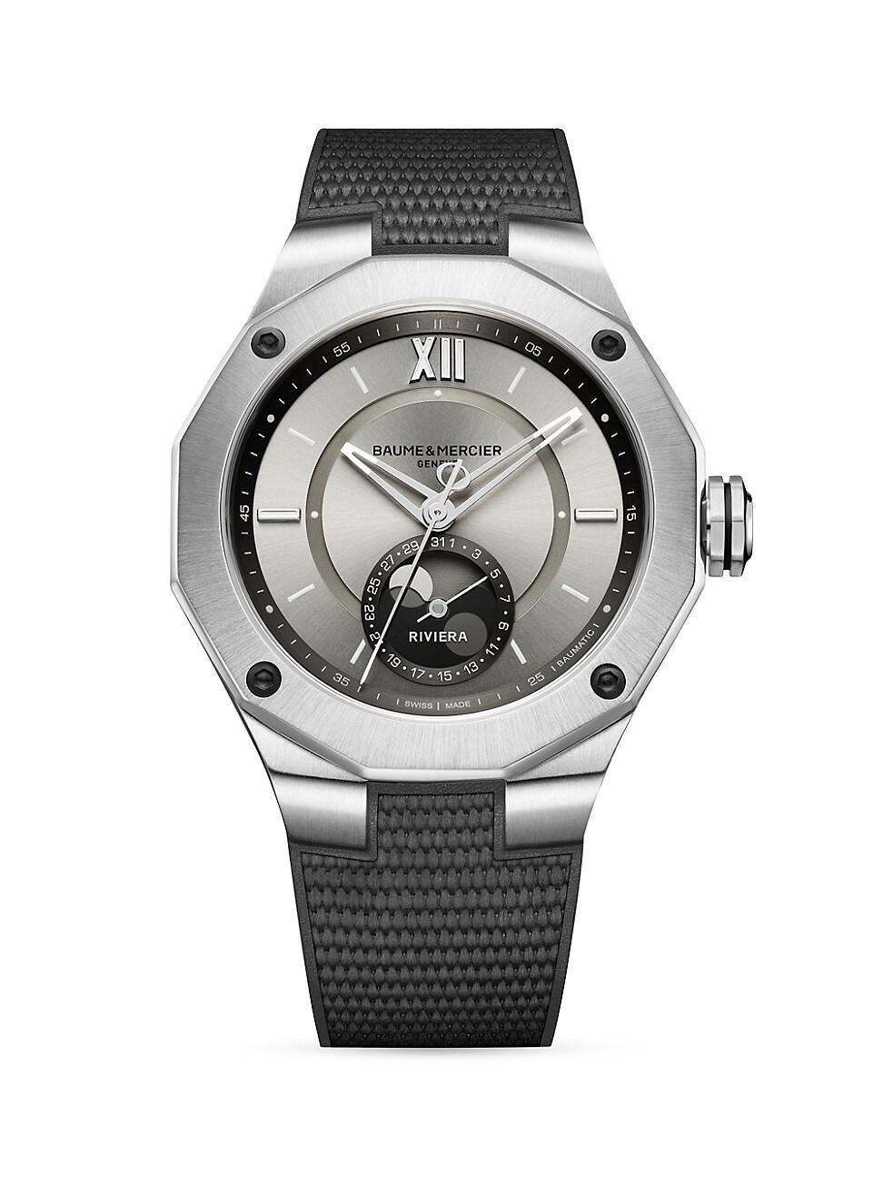 Baume & Mercier Riviera 10681 Automatic Moon Phase Rubber Strap Watch, 43mm Product Image