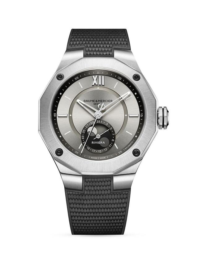 Baume & Mercier Riviera 10681 Automatic Moon Phase Rubber Strap Watch, 43mm Product Image