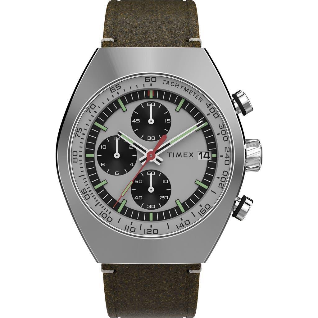 TIMEX Legacy Tonneau Chronograph Quartz Silver Dial Men's Watch Tw2w50100 In Brown/silver Tone Product Image