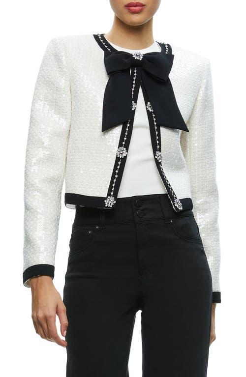 Alice + Olivia Gwyneth Rhinestone Detail Tweed Jacket Product Image