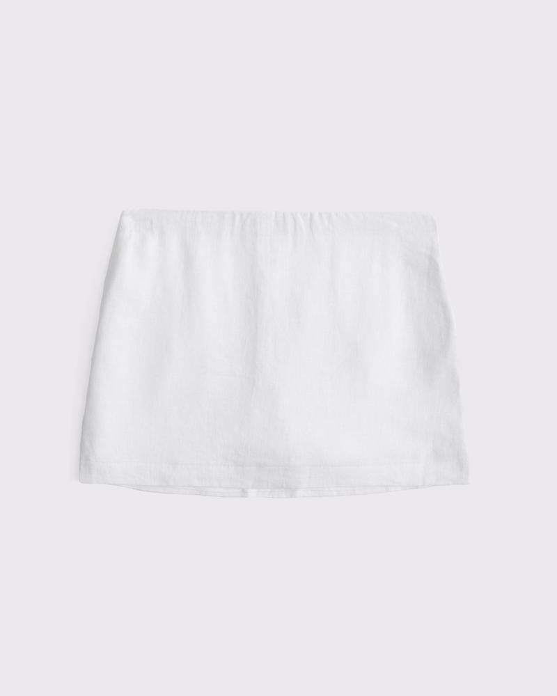 The A&F Scarlett Mid Rise Linen-Blend Mini Skort Product Image