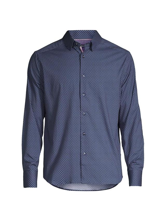 Stone Rose Dot Print Stretch Button-Up Shirt Product Image