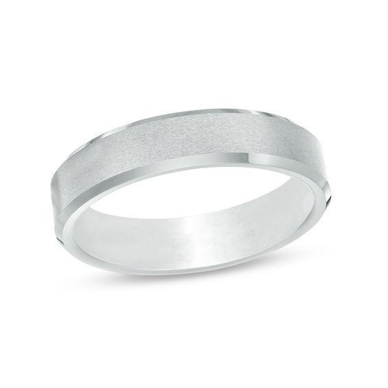 Men's 5.0mm Satin Bevel Edge Wedding Band in Tantalum Product Image