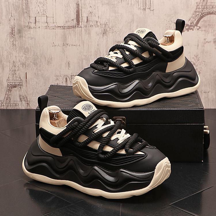 Platform Two Tone Lace-Up Sneakers Product Image