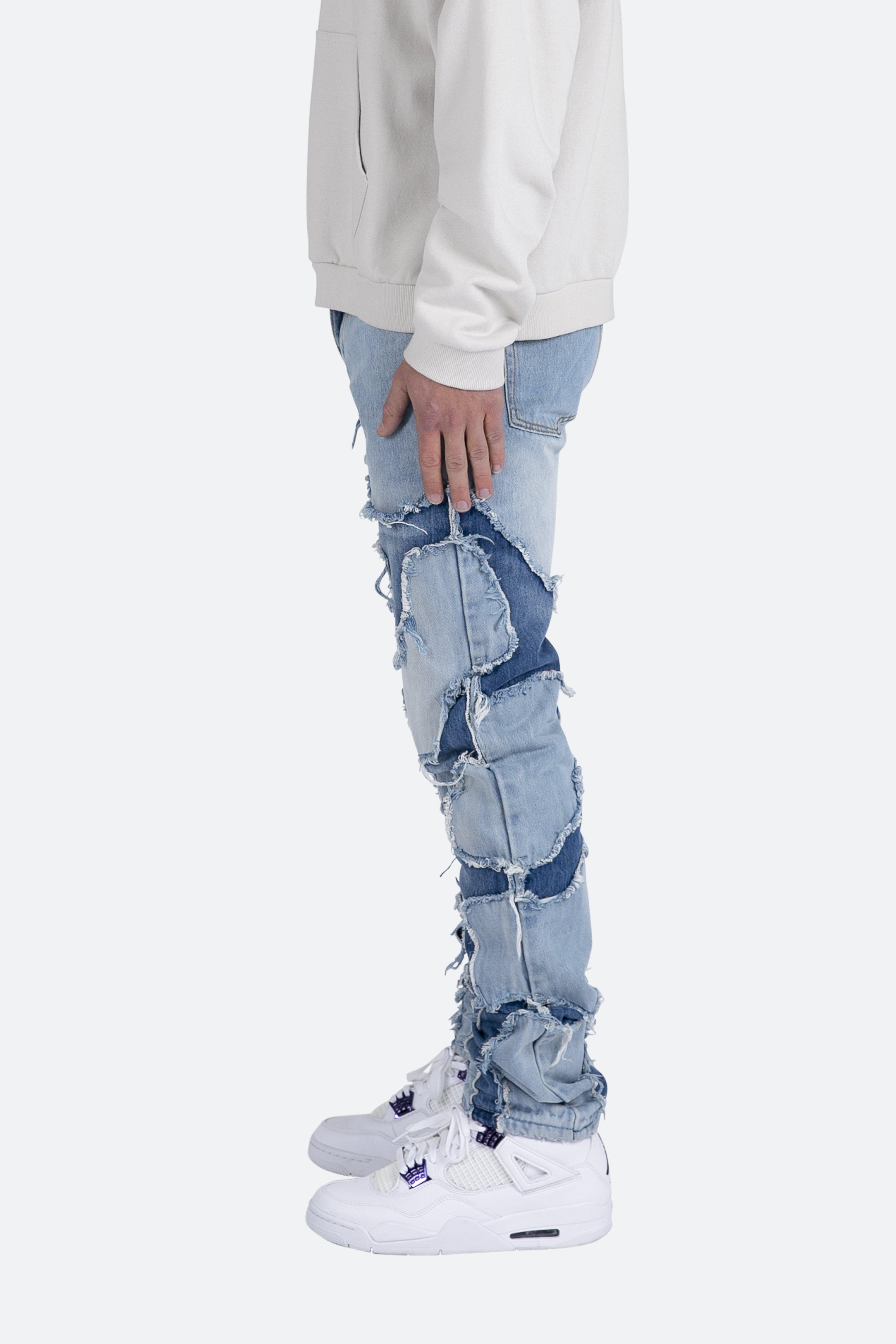 D423 Cracked Straight Denim - Blue Product Image