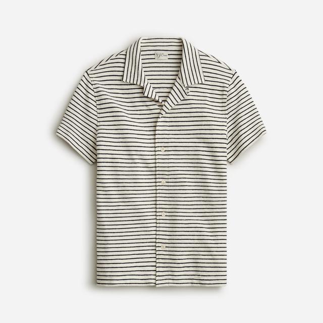 Textured camp-collar sweater-tee in stripe Product Image