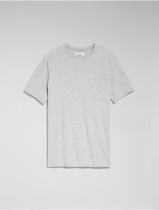 Calvin Klein Mens Smooth Cotton Monogram Logo T-Shirt - Grey - M Product Image