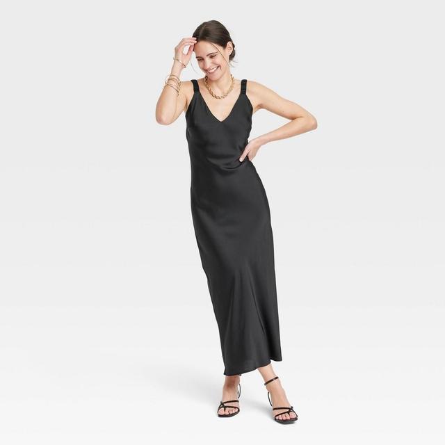 Womens Midi Perfect Slip Dress - A New Day Black XL Product Image