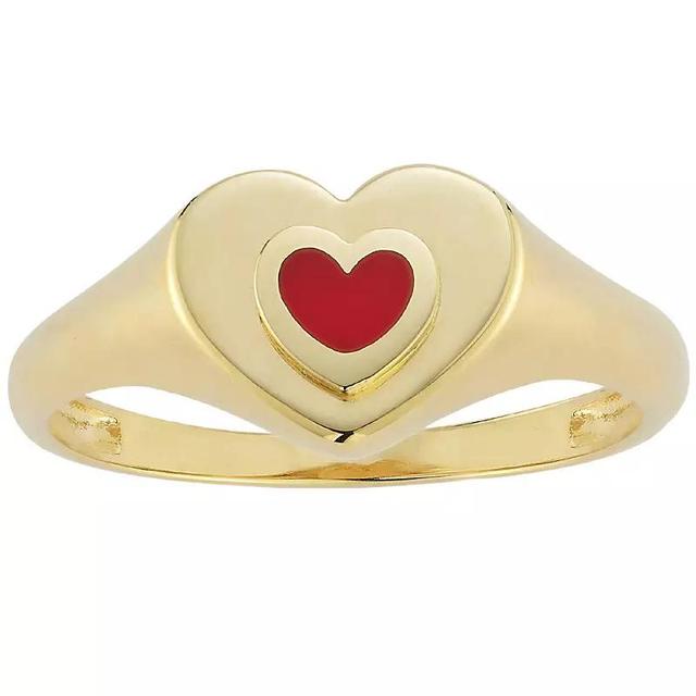 LUMINOR GOLD 14k Gold Enamel Heart Signet Ring, Womens Product Image