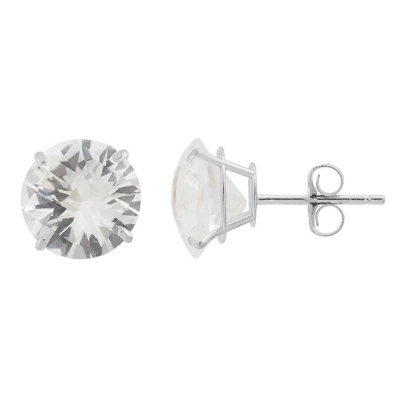 Lab-Created White Sapphire 10k White Gold Stud Earrings, Womens Product Image