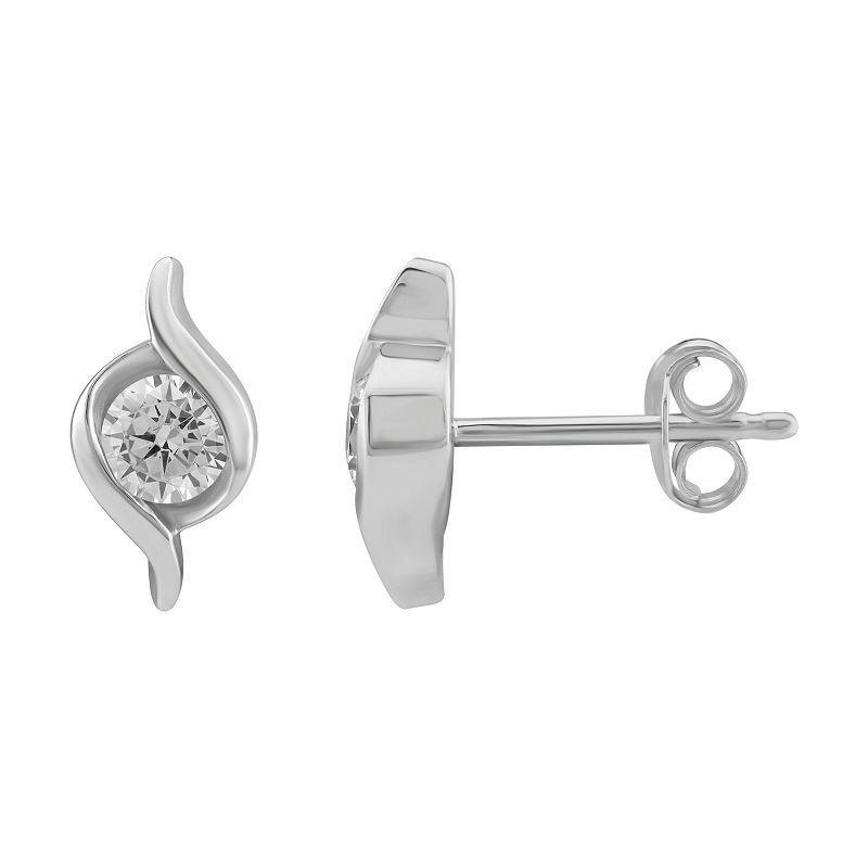 Arctic Clear 14k White Gold 1/2 Carat T.W. Round Cut Lab-Grown Diamond Stud Earrings, Womens Product Image